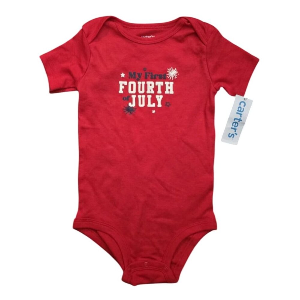 Carters My First Fourth Of July Baby Bodysuit Red Short Sleeve 24M 100% Cotton